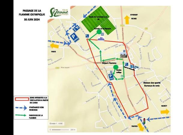 PARCOURS FLAMME OLYMPIQUE SEZANNE - 30 JUIN 2024